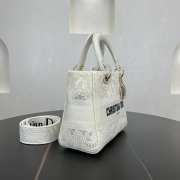Uubags Dior White D-Lace Embroidery Medium Lady D-Lite Bag 24x20x11cm - 5