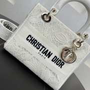 Uubags Dior White D-Lace Embroidery Medium Lady D-Lite Bag 24x20x11cm - 3