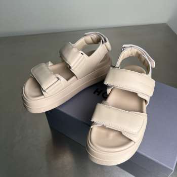 Uubags Hogan Skyscraper leather platform sandals in beige 6cm