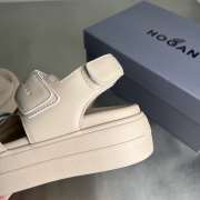 Uubags Hogan Skyscraper leather platform sandals in beige 6cm - 4