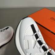 Uubags Hermes Katana sneaker in knit and white calfskin with graphic cut-out detail - 4
