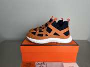 Uubags Hermes Katana sneaker in knit and marine/natural calfskin with graphic cut-out detail - 6