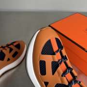 Uubags Hermes Katana sneaker in knit and marine/natural calfskin with graphic cut-out detail - 4