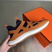 Uubags Hermes Katana sneaker in knit and marine/natural calfskin with graphic cut-out detail - 3