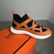 Uubags Hermes Katana sneaker in knit and marine/natural calfskin with graphic cut-out detail - 2