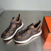 Uubags Hermes Katana sneaker in knit and dark chocolate calfskin with graphic cut-out detail - 3