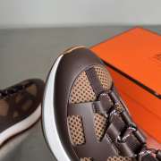 Uubags Hermes Katana sneaker in knit and dark chocolate calfskin with graphic cut-out detail - 2