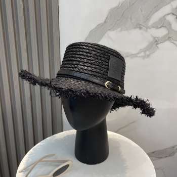 Uubags Loewe Anagram Fringe Raffia Sun Hat In Black