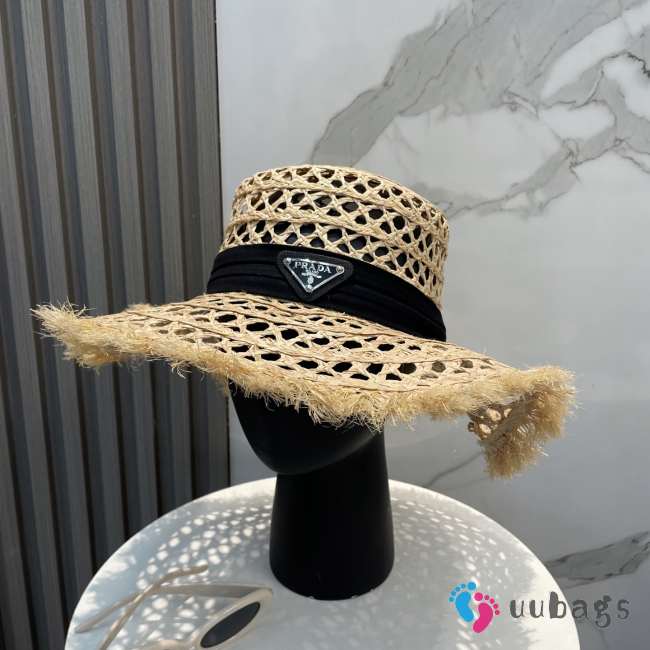 Uubags Prada Raffia Sun Hat In Black - 1