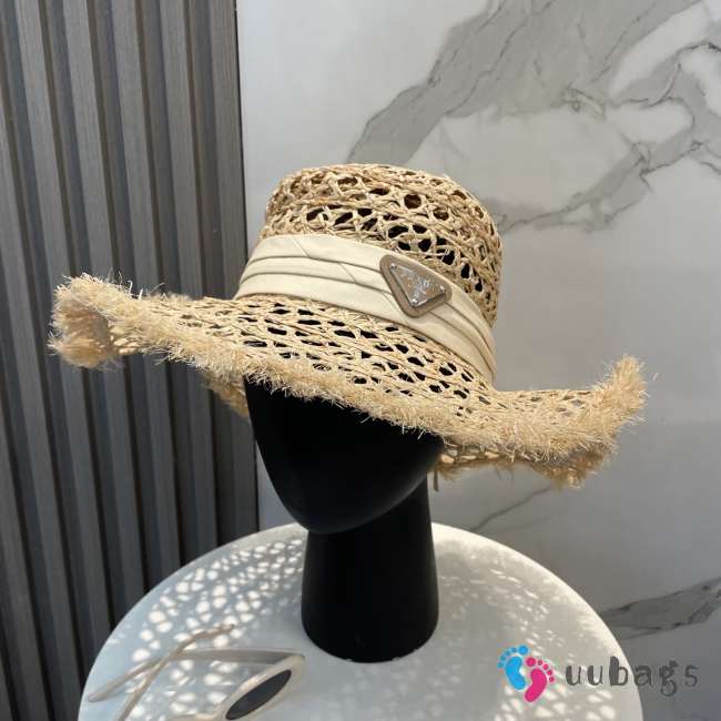 Uubags Prada Raffia Sun Hat In Beige - 1