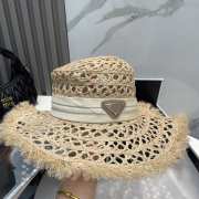 Uubags Prada Raffia Sun Hat In Beige - 5