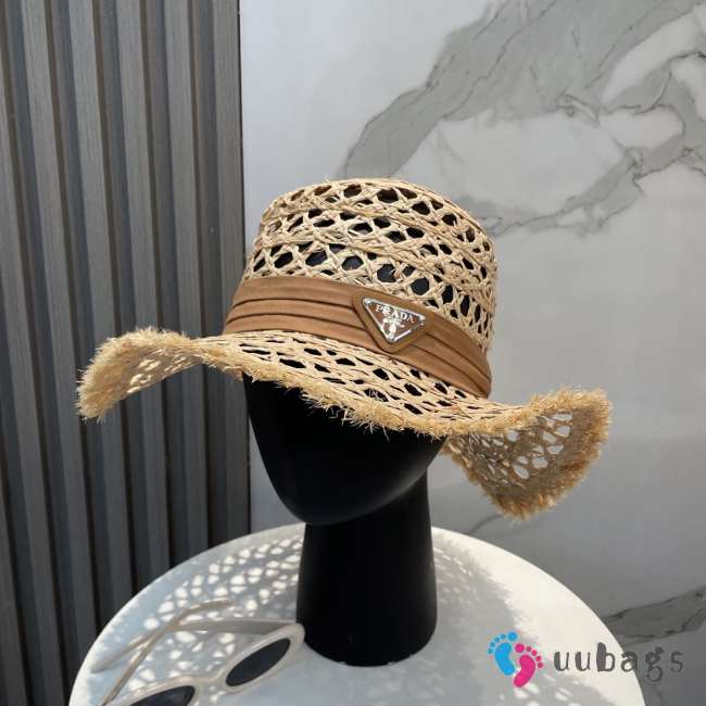 Uubags Prada Raffia Sun Hat In Brown - 1