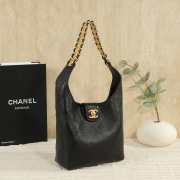 Uubags Chanel Small Hobo Bag Shiny Lambskin & Gold Plated Metal In Black 27x23x21cm - 4