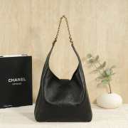Uubags Chanel Large Hobo Bag Shiny Lambskin & Gold Plated Metal In Black 37x30x14cm - 6