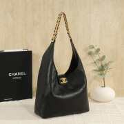 Uubags Chanel Large Hobo Bag Shiny Lambskin & Gold Plated Metal In Black 37x30x14cm - 4