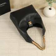 Uubags Chanel Large Hobo Bag Shiny Lambskin & Gold Plated Metal In Black 37x30x14cm - 3