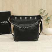 Uubags Chanel Large Bucket Bag Shiny Lambskin & Silver Plated Metal In Black 28x31x15cm - 6