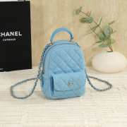 Uubags Chanel Mini Classic Backpack Denim Blue & Silver Metal 18x13x9cm - 6