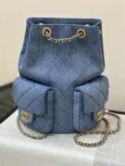 Uubags Chanel Backpack Denim Dip & Gold Metallic In Blue 24.5x18x8cm - 1