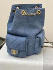 Uubags Chanel Backpack Denim Dip & Gold Metallic In Blue 24.5x18x8cm - 5