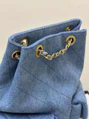 Uubags Chanel Backpack Denim Dip & Gold Metallic In Blue 24.5x18x8cm - 3