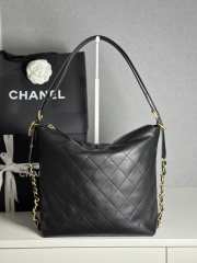 Uubags Chanel Hobo Bag Lambskin & Gold Metal In Black 27x33x10.5cm - 3