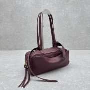 Uubags Balenciaga carrie bowling bag small in dark burgundy calfskin, aged-gold hardware 34x12x12cm - 6