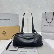 Uubags Balenciaga carry bowling bag small in black calfskin, aged-gold hardware 34x12x12cm - 1