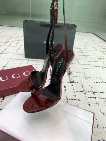 Uubags Gucci slingback sandal red metallic bamboo-effect heel 10.5cm