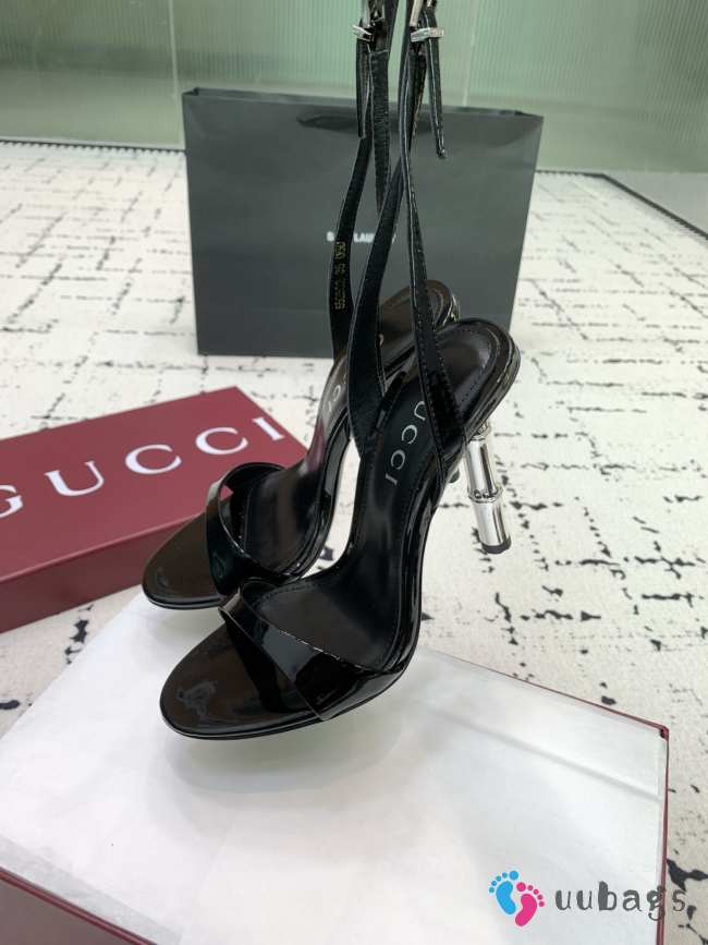 Uubags Gucci slingback sandal black metallic bamboo-effect heel 10.5cm - 1