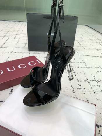 Uubags Gucci slingback sandal black metallic bamboo-effect heel 10.5cm