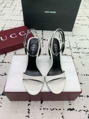 Uubags Gucci slingback sandal white metallic bamboo-effect heel 10.5cm - 6