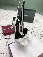 Uubags Gucci slingback sandal white metallic bamboo-effect heel 10.5cm - 5