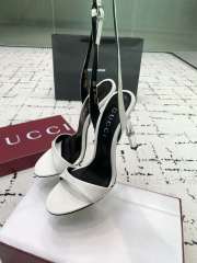 Uubags Gucci slingback sandal white metallic bamboo-effect heel 10.5cm - 4