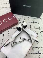 Uubags Gucci slingback sandal white metallic bamboo-effect heel 10.5cm - 3