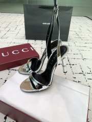 Uubags Gucci slingback sandal silver metallic laminated leather heel 10.5cm - 1