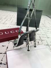 Uubags Gucci slingback sandal silver metallic laminated leather heel 10.5cm - 5