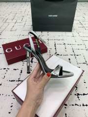 Uubags Gucci slingback sandal silver metallic laminated leather heel 10.5cm - 3