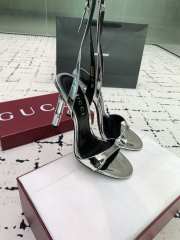 Uubags Gucci slingback sandal silver metallic laminated leather heel 10.5cm - 2