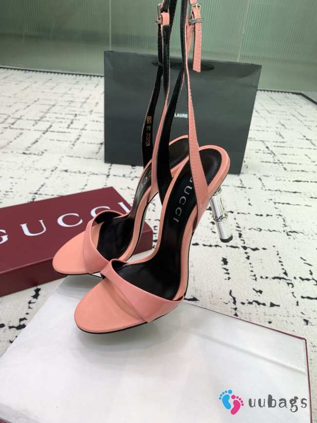 Uubags Gucci slingback sandal pink metallic bamboo-effect heel 10.5cm - 1