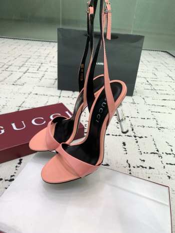 Uubags Gucci slingback sandal pink metallic bamboo-effect heel 10.5cm