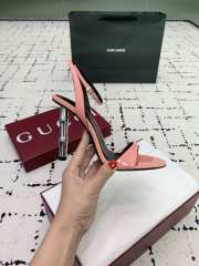 Uubags Gucci slingback sandal pink metallic bamboo-effect heel 10.5cm - 2