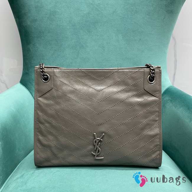 Uubags YSL Niki shopping bag in grey vintage calf leather 33x26x11cm - 1