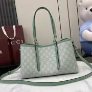 Uubags Gucci Emblem medium tote bag sage green GG monogram coated fabric 30x18x11cm - 3