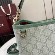 Uubags Gucci Emblem mini bucket green and white GG monogram coated fabric bag 19x18x11cm - 4