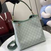 Uubags Gucci Emblem bucket green and white GG monogram coated fabric bag 25x25x15.5cm - 3
