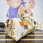 Uubags Louis Vuitton M14736 Keepall Bandouliere monogram dune coated canvas bag in white 50x29x23cm - 6