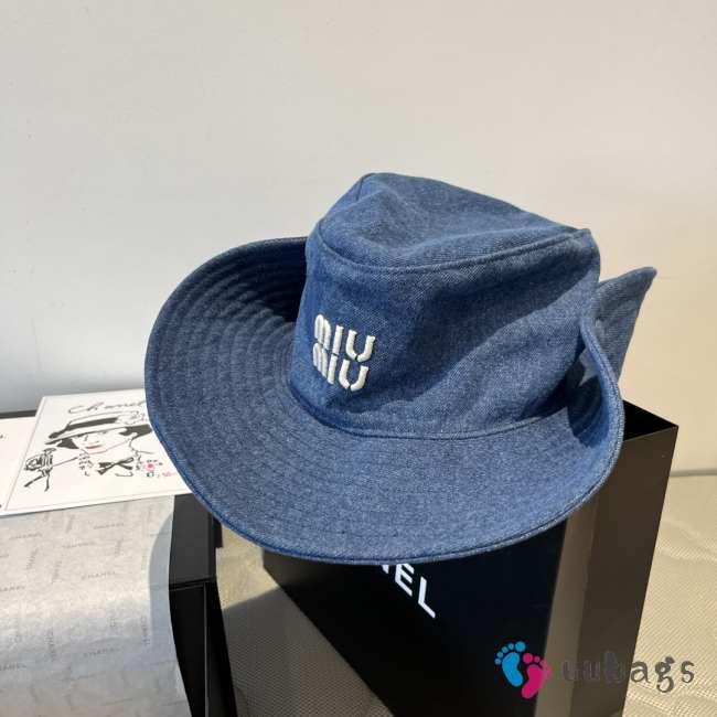 Uubags Miu Miu Blue Gabardine Cowboy Hat - 1