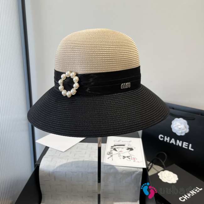 Uubags Miu Miu straw hat natural/ black - 1
