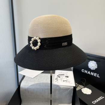Uubags Miu Miu straw hat natural/ black